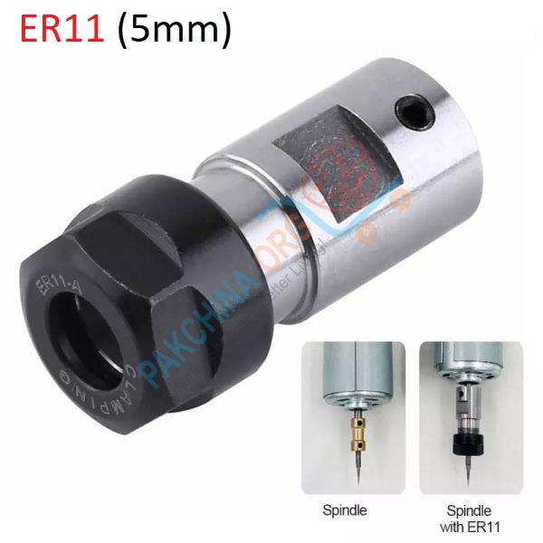 ER11 Drill Chuck Motor Shaft Extension Rod Spindle Collet Lathe Tools Inner Holder 5MM for CNC Milling
