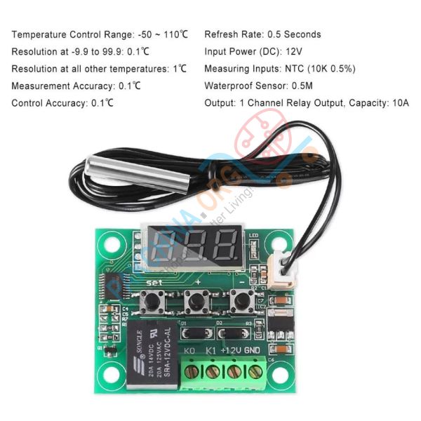 Temperature controller module,W1209 digital thermostat module with waterproof NTC probe