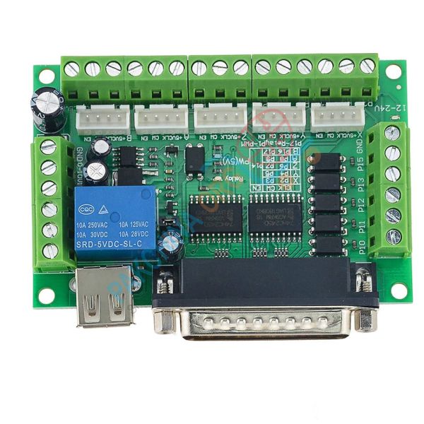5 Axis CNC Interface Adapter Breakout Board for Mach3 Stepper Motor Driver + USB Cable Hot Sale and LPT Cable